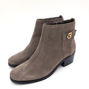 Cole Haan Holis Logo Side-Buckle Ankle Booties Women's Brown Size US7.5B EU38